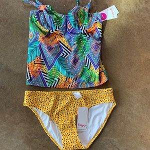 Freya underwire tankini top with bikini bottom